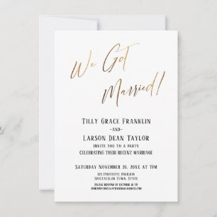 We Got Married! Simple Gold Elegant Simple Invitation