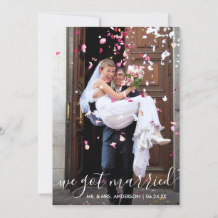 We Got Married Trendy Modern Script Photo Card