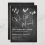We Got Married Typography Edison Lights Chalkboard Invitation