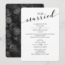 We Got Married Vintage Black Damask Wedding Party