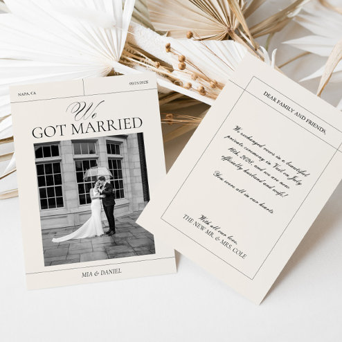 Wedding announcements - Pink Dramatic personalized gifts for you We got married vintage wedding announcement card
