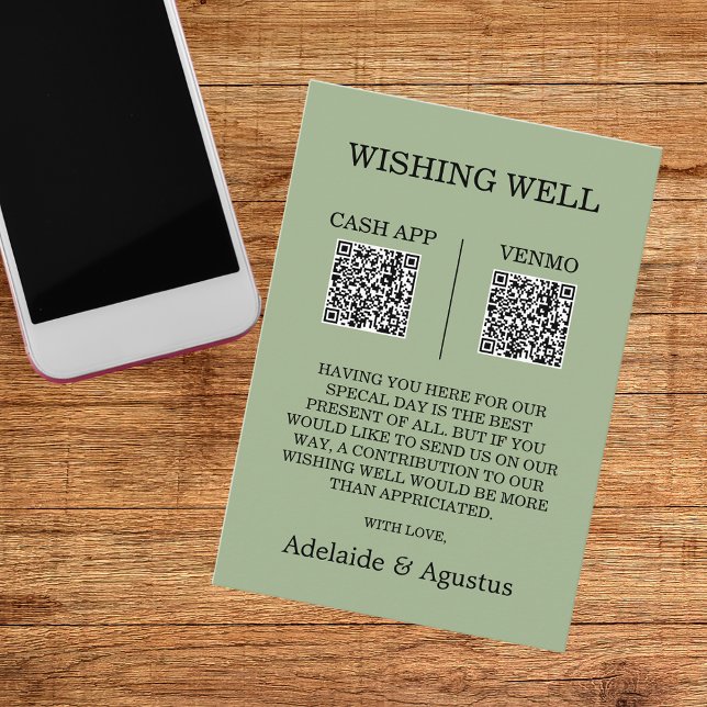 We Got Married Wishing Well Green Wedding Enclosure Card (Creator Uploaded)