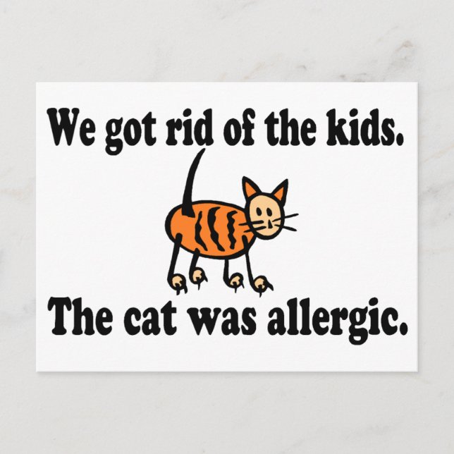 We Got Rid Of The Kids The Cat Was Allergic Postcard (Front)