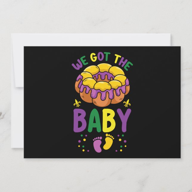 We Got The Baby Mardi Gras Pregnancy Announcement (Front)