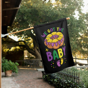 We Got The Baby Mardi Gras Pregnancy Announcement House Flag