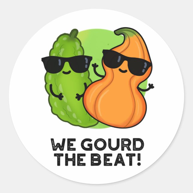 We Gourd The Beat Funny Veggie Pun Classic Round Sticker (Front)