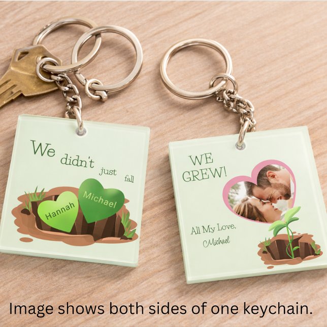 We Grew Love Personalization Photo Valentine Keychain (Creator Uploaded)