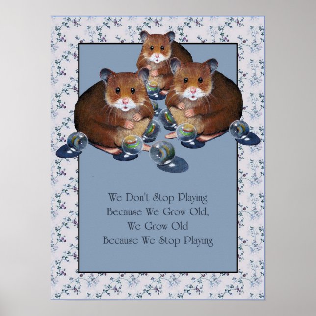 We Grow Old When We Stop Playing: Hamsters, Marble Poster (Front)