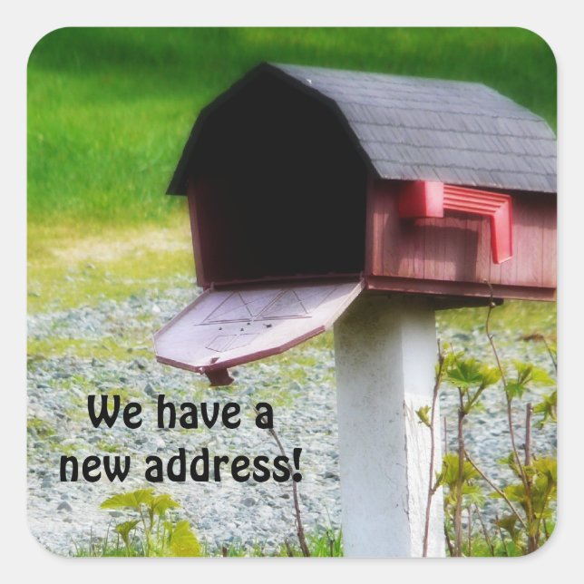 We have a new Address - Country Mailbox Square Sticker (Front)