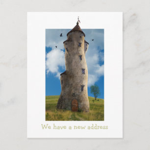 We have a new address   Funny Family Tower Announcement Postcard
