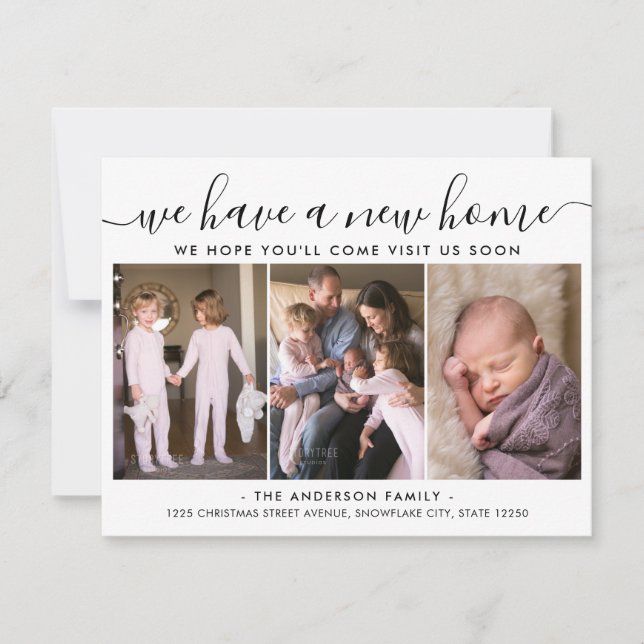 We Have A New Home Address Moved 3 Photo Moving Announcement (Front)