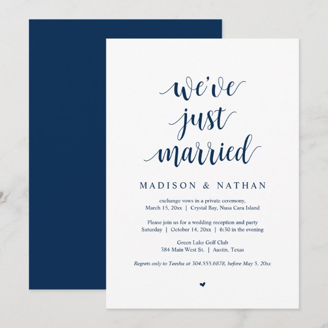 We have just married, Wedding Elopement Party Invi Invitation (Front/Back)