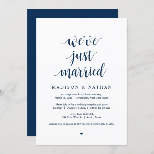 We have just married Wedding Elopement Party Invi Invitation