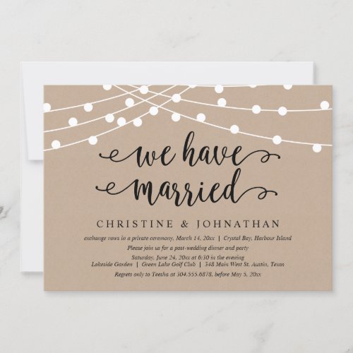 We have married Wedding Elopement Party Invitation