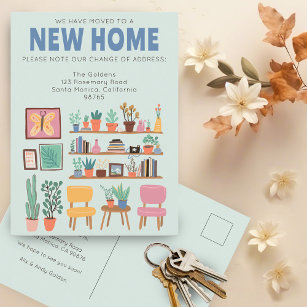 We Have Moved Address Change Cute Livingroom Postcard
