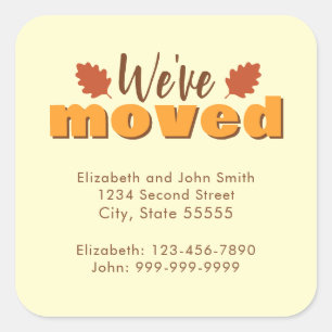We Have Moved Autumn Colors Moving Announcement Square Sticker