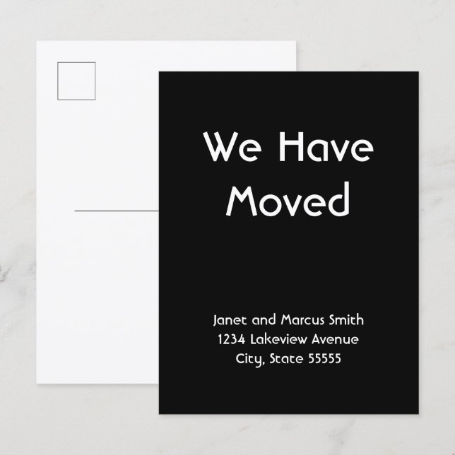 We Have Moved Black and White Moving Announcement Postcard (Front/Back)