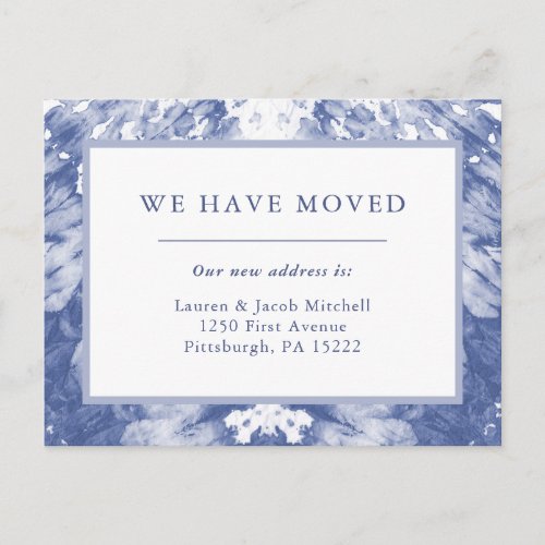 We Have Moved  Blue Tie Dye Moving Announcement Postcard