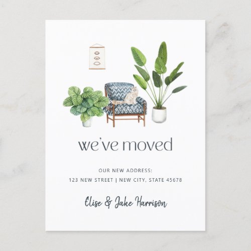We have moved Boho Cat Moving Announcement Postcard