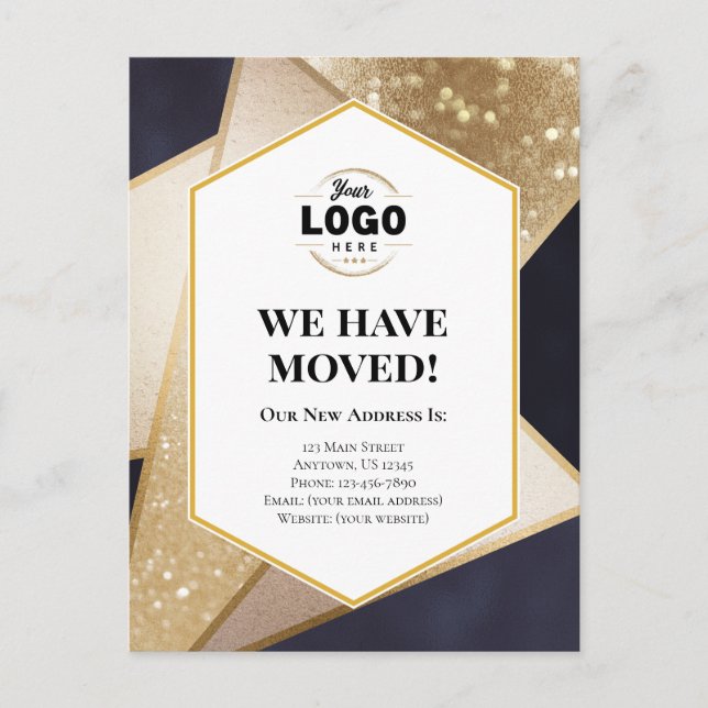 We Have Moved Business Geometric Moving Postcard (Front)