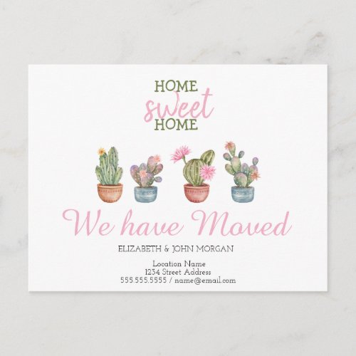We Have MovedCactusHome Sweet Home Announcement Postcard