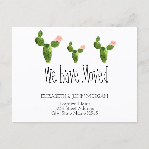 We Have Moved Cactus New Address Announcement Postcard