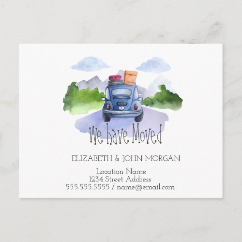 We Have MovedCar SuitcasesNew Address Announcement Postcard