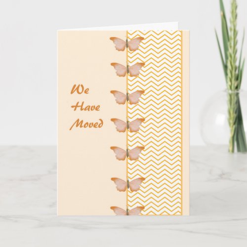 We Have Moved Card with Butterflies and Chevron