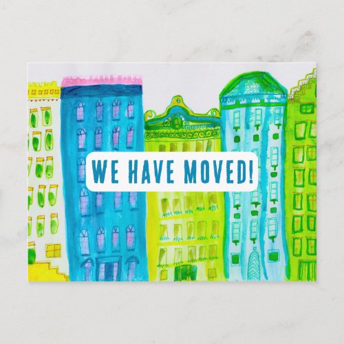 We Have Moved Change o Address Cityscape Apartment Postcard