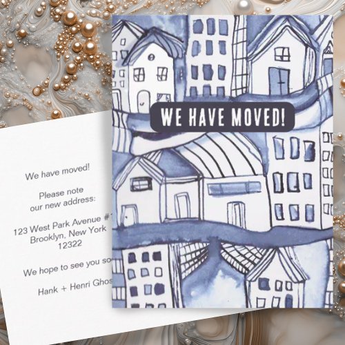 We Have Moved Change o Address Cityscape Apartment Postcard