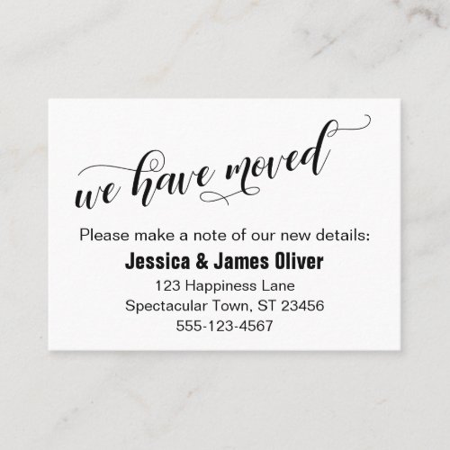 We Have Moved Chic Script Typography Handout Card