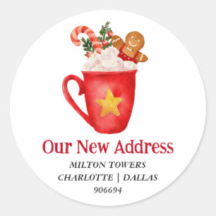 We Have Moved Christmas Drink   New Address   Classic Round Sticker