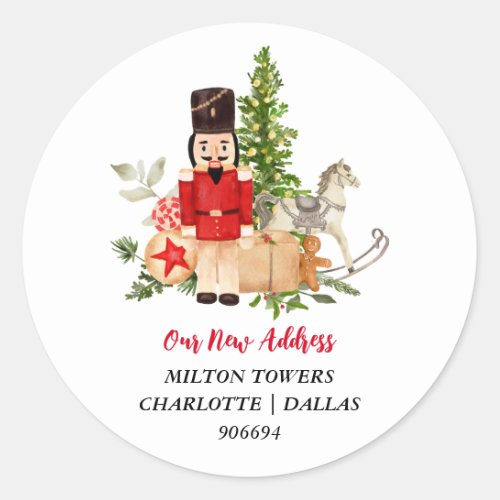 We Have Moved Christmas Nutcracker  New Address  Classic Round Sticker