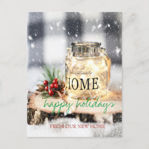 We Have Moved,Christmas Ornament,Candle Holiday Announcement Postcard