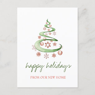 We Have Moved,Christmas Tree,Balls Holiday  Announcement Postcard