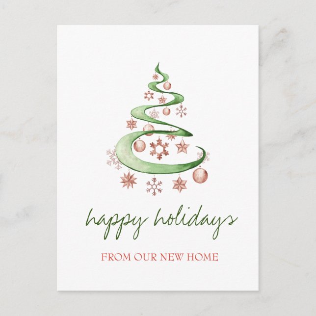 We Have Moved,Christmas Tree,Balls Holiday  Announcement Postcard (Front)