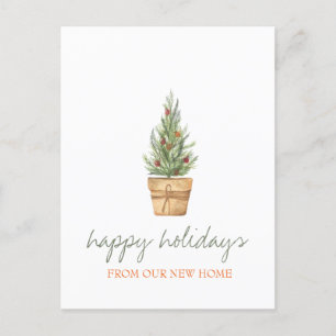 We Have Moved,Christmas Tree,Balls Holiday Announcement Postcard
