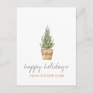 We Have Moved,Christmas Tree,Balls Holiday Announcement Postcard