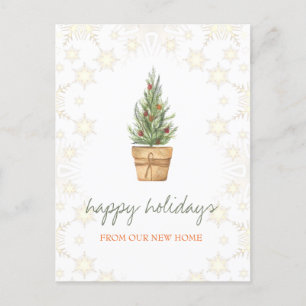 We Have Moved,Christmas Tree,Balls Snowflakes Announcement Postcard