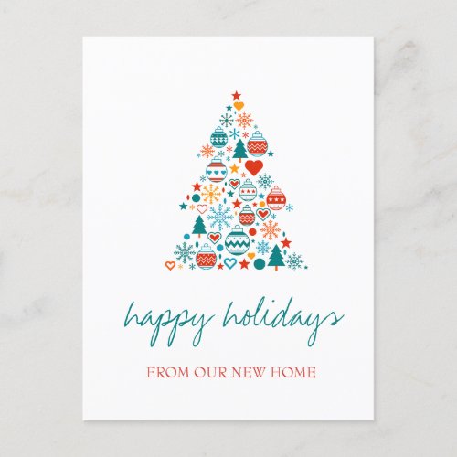 We Have MovedChristmas Tree Colorful Balls Announcement Postcard