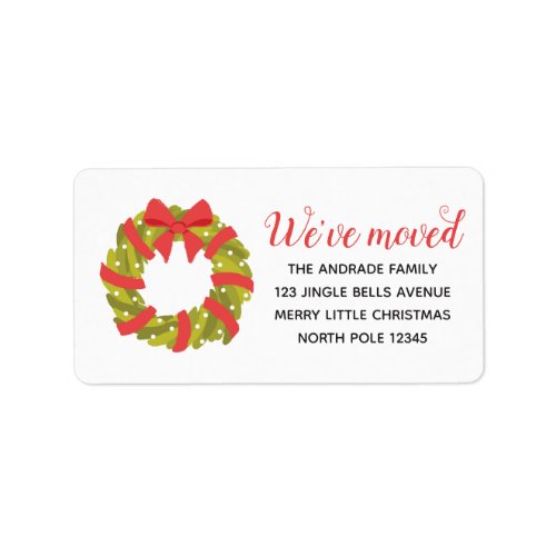 We Have Moved Christmas Wreath Holiday New Address Label