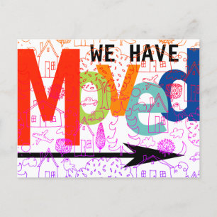 We Have Moved Colorful Typography Town New Address Announcement Postcard
