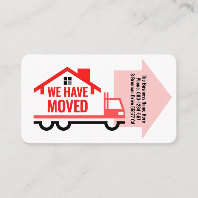 WE HAVE MOVED Company Notice Business Card (Front)