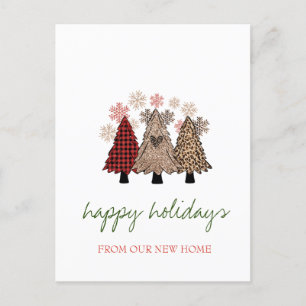 We Have Moved,Cool Christmas Trees  Announcement Postcard