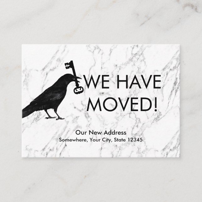 We Have Moved Crow & Key New Address Marble Insert (Front)