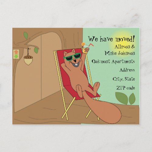 We have moved  cute funnycartoon style design Announcement Postcard