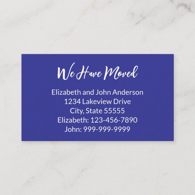 We Have Moved Deep Blue Moving Announcement (Front)