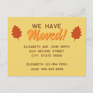 We Have Moved Fall Leaves Moving Announcement Postcard