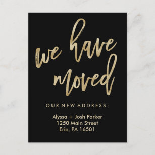 We Have Moved   Faux Gold Modern Typography Postcard