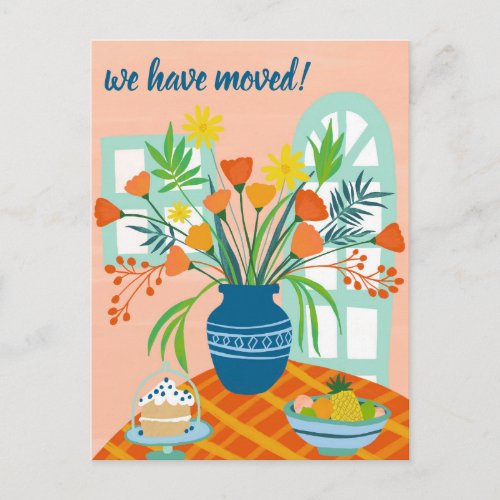 WE HAVE MOVED Floral Bouquet New Home Address Cute Postcard